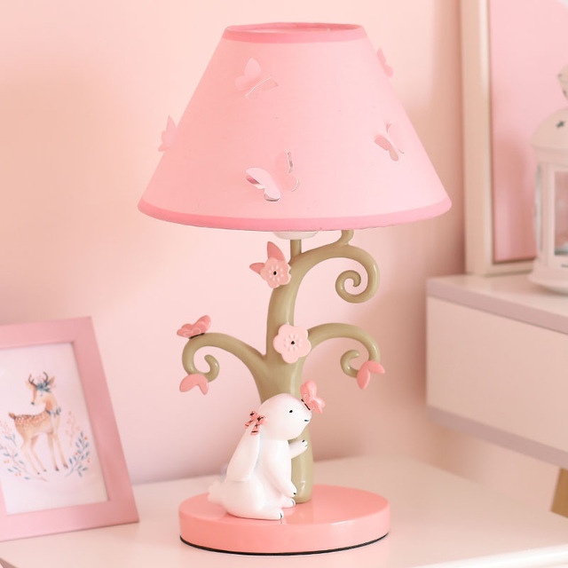 Kids Pink Table Lamps Rabbit Desk Lamp Modern Led Stand Light .