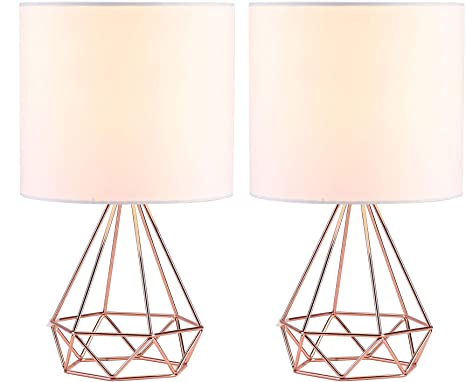 CO-Z Modern Table Lamps for Living Room Bedroom Set of 2, Rose .