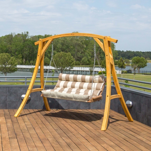 Double Cushioned Porch Swing – Regency Sand – Swings and Things .
