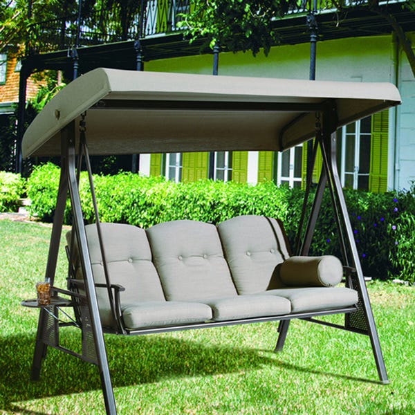 Shop Baddeck Taupe 3-seat Outdoor Porch Swing Hammock with .