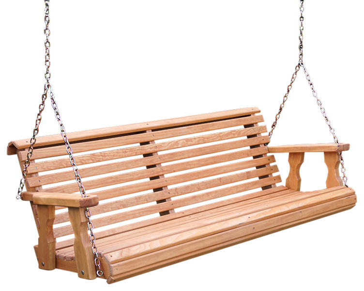 Heavy Duty Roll Back Treated Porch Swing With Hanging Chains .
