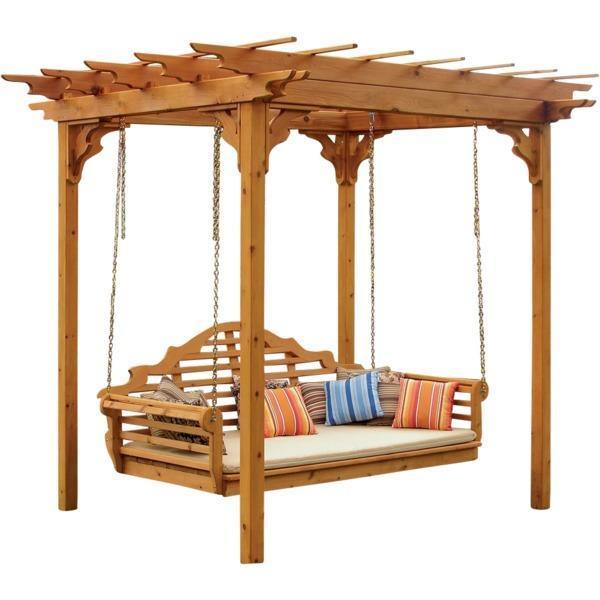 Buy the A & L Furniture Cedar Pergola Swing Bed Stand Online - The .