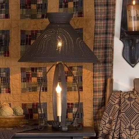 BETSY ROSS COLONIAL TABLE LAMP with Pierced Willow Tree Shade in .