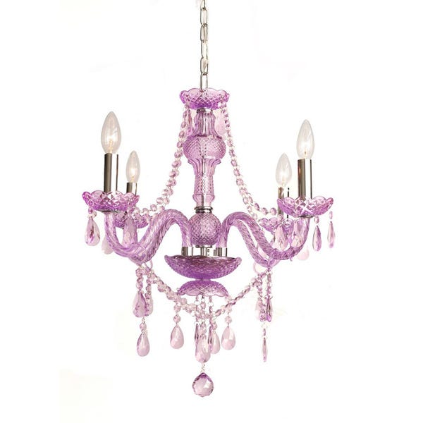 Shop Gallery 4-light Purple Crystal Chandelier - Overstock - 86702