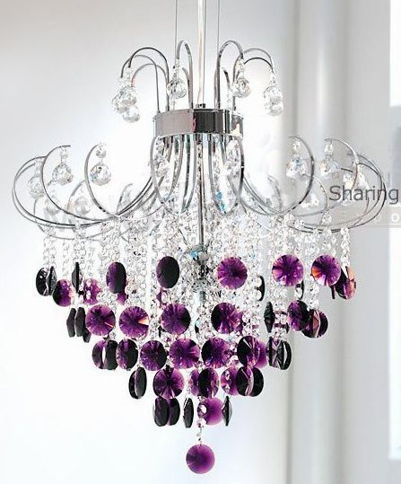 ♥ *.¸.*.Silver and Crystal Chandelier with Purple drops. Another .