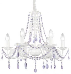 Ashley Chandelier Purple Crystals, 6-Lights - Traditional - Kids .