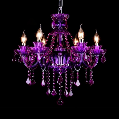 Traditional Purple/Green/Red Chandelier with Candle and 12" Chain .