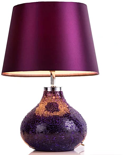 Creative Purple Glass Table Lamp Bedroom Living Room Decorative .