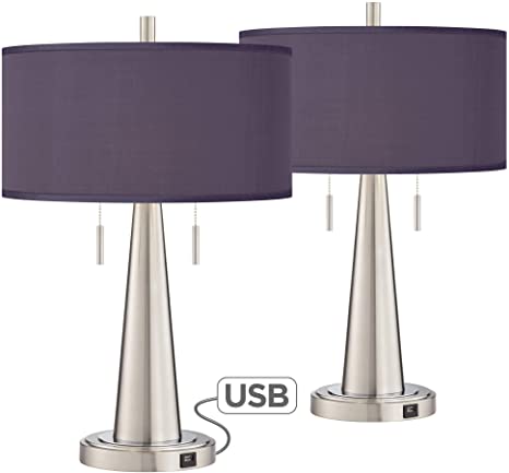 Vicki Modern Accent Table Lamps Set of 2 with USB Charging Port .