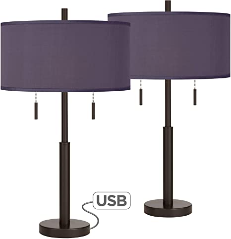 Robbie Modern Table Lamps Set of 2 with USB Charging Port Bronze .