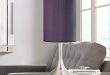 Modern Accent Table Lamp Brushed Steel Droplet Eggplant Faux Silk .