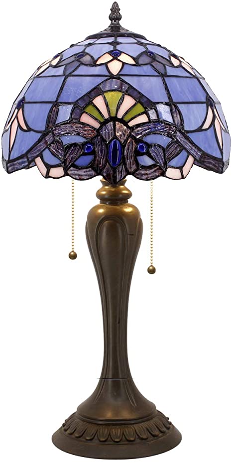 Blue Purple Baroque Tiffany Style Table Lamps Lighting W12H22 Inch .