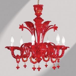 Santa Croce" red Murano glass chandelier - Murano glass chandelie