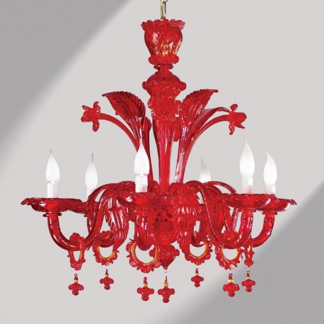 Santa Croce" red Murano glass chandelier - Murano glass chandelie