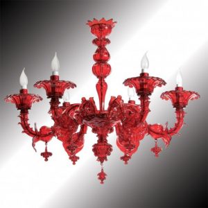 Granato" red Murano glass chandelier - Murano glass chandelie