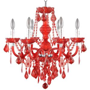 Hampton Bay Maria Theresa 6-Light Chrome and Red Acrylic .