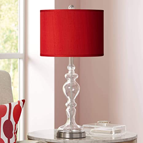 Modern Table Lamp Apothecary Clear Glass Candlestick Chrome Red .