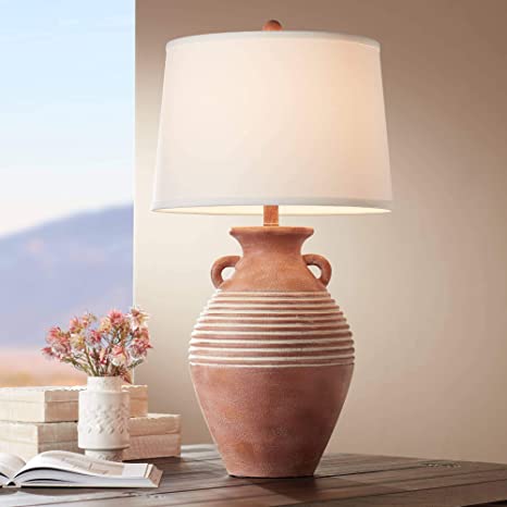 Sierra Rustic Table Lamp Southwest Style Red Brown Sandstone Linen .