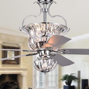 Shop Charla Silver 4-light Crystal 5-blade 52-inch Chandelier .