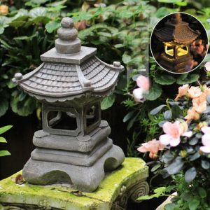 Japanese style Outdoor floor courtyard resin Solar lamp palace .