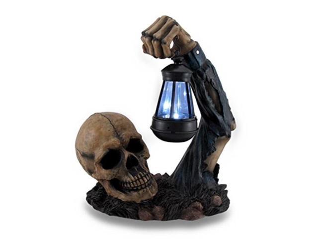 resin outdoor figurine lights hh39829 sinister skull holding led solar .