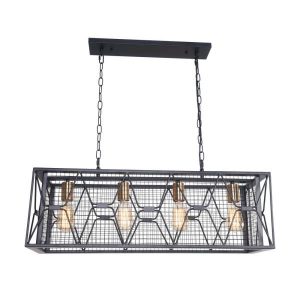 Rectangular 4-Light Black Industrial Kitchen Island Lighting .