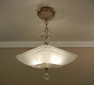 Vintage American Art Deco Retro Chandelier Starburst Candlewick .