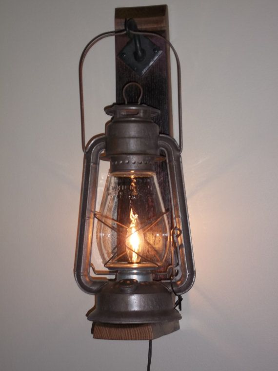 Rustic cabin lighting. Electric lantern wall fixture from .