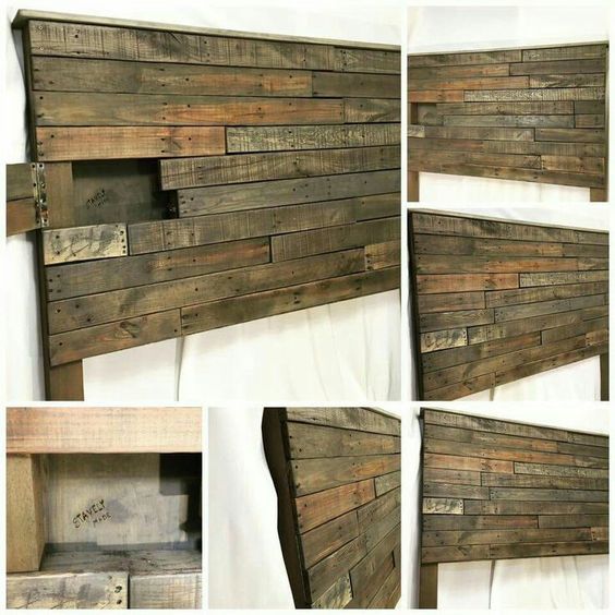Rustic Headboard made from Reclaimed Pallets | Diy storage .