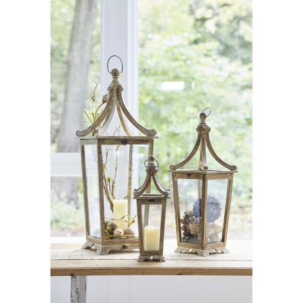 Wood/Glass Lantern (Set of 3) 74327 - The Home Dep