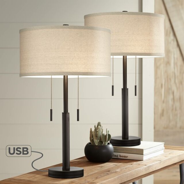 Living Room Floor Lamps, Bronze Table Lamp Set For Bedroom - Iron .