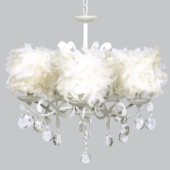 Shabby Chic Chandelier with Feather Shades [JB-2477] - $795.00 .