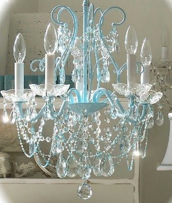 Turquoise and Chandeliers…a perfect pair! | Vintage shabby chic .