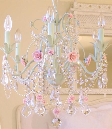 Shabby Chic Chandelier | Shabby chic chandelier, Pink room decor .