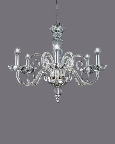 122 / CH 6 / silver leaf / contemporary crystal chandelier with .
