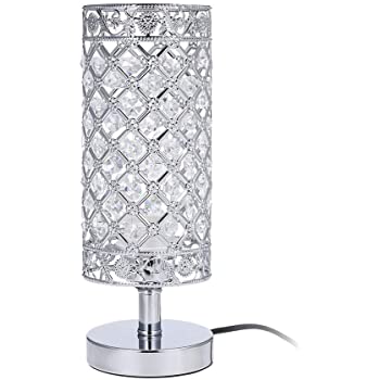 Tomshine Crystal Table Lamps Silver Bedside Nightstand Lamp Desk .