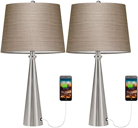Oneach Modern USB Table Lamp Set of 2 for Living Room Bedroom .