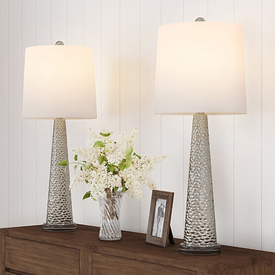Buy Table Lamps – Set of 2 Contemporary Hammered-Look Glass for .