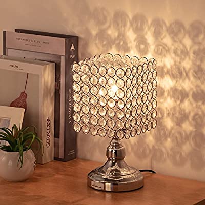 Amazon.com: HAITRAL Bedside Table Lamps - Square Crystal Night .