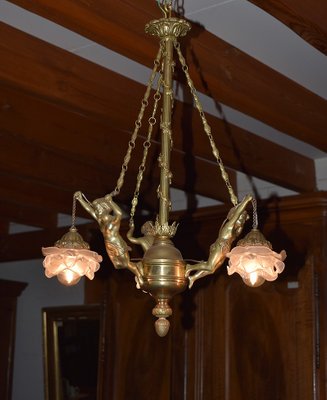 Small Antique Bronze Chandelier for sale at Pamo