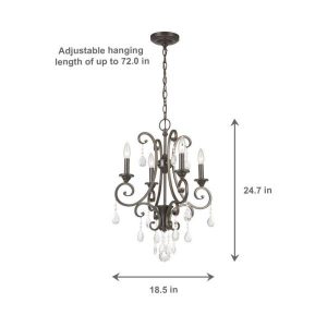 Hampton Bay 4-Light Oil Rubbed Bronze Crystal Small Chandelier .