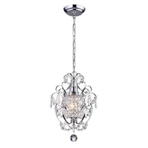 Edvivi Amorette 1-Light Chrome Mini Chandelier with Crystals .