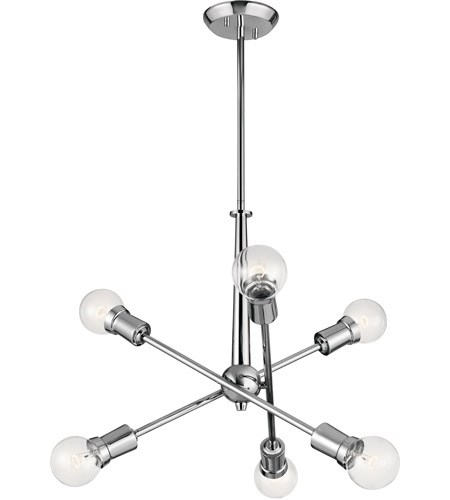 Kichler 43095CH Armstrong 6 Light 20 inch Chrome Chandelier .