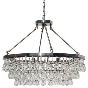 Lightupmyhome Celeste Glass Chandelier, Brushed Nickel, Small .