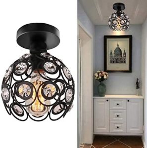 Semi Flush Mount Ceiling Light Fixture, Antique Black Metal .