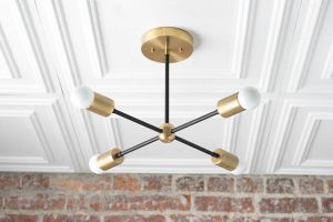 Gold Chandelier - Ceiling Light - Industrial Chic Lamp - Modern .