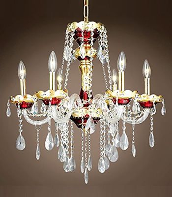 Joshua Marshal Bohemian Small Red Crystal Chandelier and .