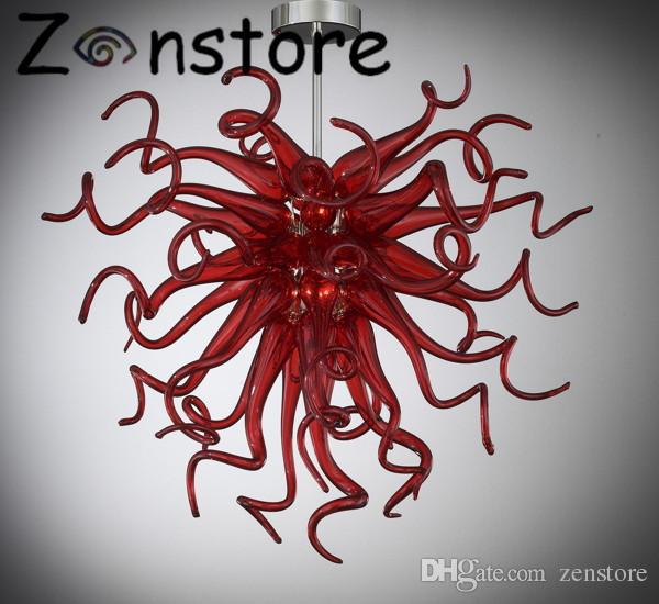 Bed Room Red Chandelier Modern Red Art Glass Chandelier Small Size .