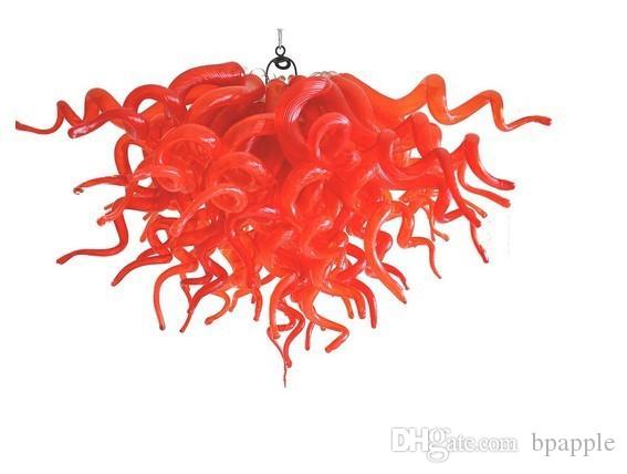 100% Mouth Blown Borosilicate Murano Glass Red Chandelier Light .