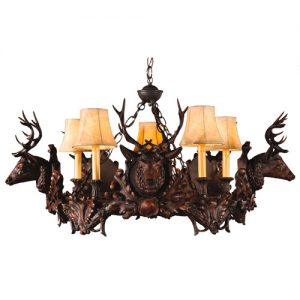 Rustic Chandeliers: Small Stag Head 5-Light Chandeli